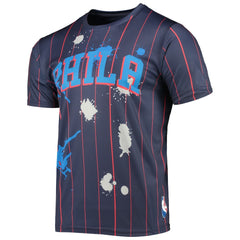 Philadelphia 76ers FISLL Striped Splatter T-Shirt Navy