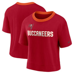 Tampa Bay Buccaneers Women's High Hip Fashion Cropped Top - Red Tops