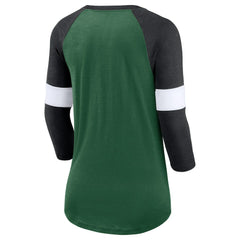 New York Jets Women's Football Pride Raglan 3/4-Sleeve T-Shirt - Heather Green/Heather Black T-shirts