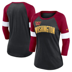 Washington Commanders Women's Football Pride Raglan 3/4-Sleeve T-Shirt - Heather Black/Burgundy T-shirts