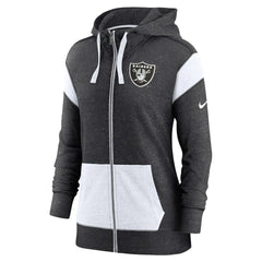 Las Vegas Raiders Women's Plus Size Monaco Full-Zip Lightweight Hoodie - Heather Black/White Hoodies