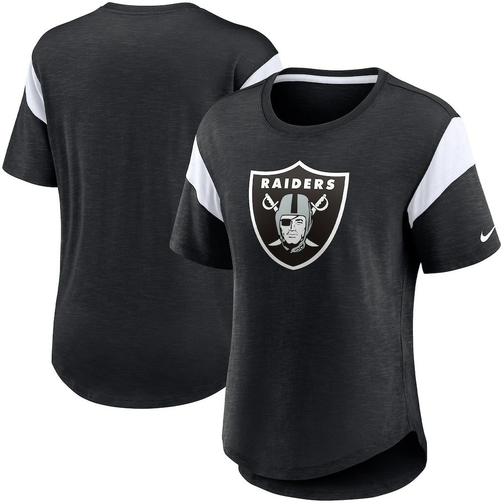 Las Vegas Raiders Women's Primary Logo Fashion Top - Heather Black Tops