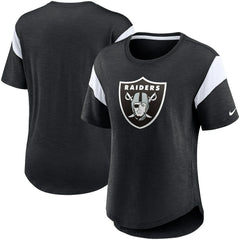 Las Vegas Raiders Women's Primary Logo Fashion Top - Heather Black Tops