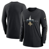 New Orleans Saints Women's Prime Split Long Sleeve T-Shirt - Black T-shirts