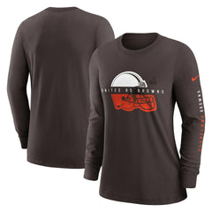 Cleveland Browns Women's Prime Split Long Sleeve T-Shirt - Brown T-shirts