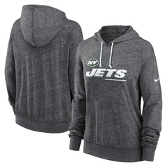 New York Jets Women's Team Spirit Gym Vintage Lightweight Hoodie Top - Heather Charcoal Hoodies