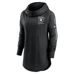 Las Vegas Raiders Women's Minimal Statement Lightweight Raglan Funnel Neck Pullover Hoodie - Black Hoodies