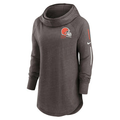 Cleveland Browns Women's Minimal Statement Lightweight Raglan Funnel Neck Pullover Hoodie - Brown Hoodies