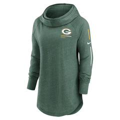 Green Bay Packers Women's Minimal Statement Lightweight Raglan Funnel Neck Pullover Hoodie - Heather Green Hoodies