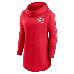 Kansas City Chiefs Women's Minimal Statement Lightweight Raglan Funnel Neck Pullover Hoodie - Red Hoodies