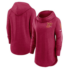 Washington Commanders Women's Minimal Statement Lightweight Raglan Funnel Neck Pullover Hoodie - Burgundy Hoodies