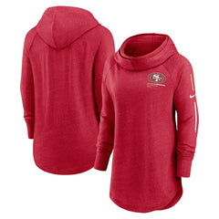 San Francisco 49ers Women's Minimal Statement Lightweight Raglan Funnel Neck Pullover Hoodie - Scarlet Hoodies