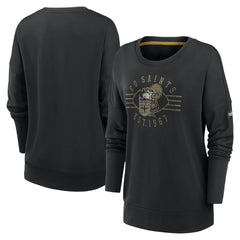 New Orleans Saints Women's Rewind Playback Icon Performance Pullover Sweatshirt - Black Pullover