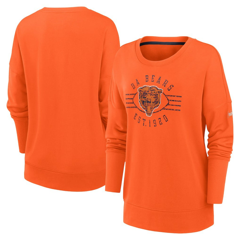 Chicago Bears Women's Rewind Playback Icon Performance Pullover Sweatshirt - Orange Pullover