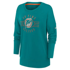 Miami Dolphins Women's Rewind Playback Icon Performance Pullover Sweatshirt - Aqua Pullover