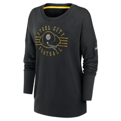 Pittsburgh Steelers Women's Rewind Playback Icon Performance Pullover Sweatshirt - Black Pullover