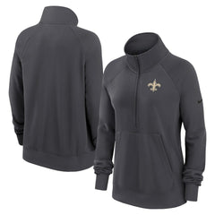 New Orleans Saints Women's Premium Raglan Performance Half-Zip Sweatshirt - Charcoal Sweatshirts