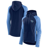 Tennessee Titans Women's End Around Lightweight Raglan Full-Zip Hoodie Jacket - Navy/Light Blue Hoodies