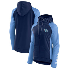 Tennessee Titans Women's End Around Lightweight Raglan Full-Zip Hoodie Jacket - Navy/Light Blue Hoodies
