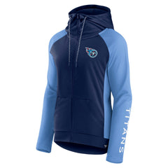Tennessee Titans Women's End Around Lightweight Raglan Full-Zip Hoodie Jacket - Navy/Light Blue Hoodies
