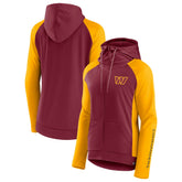 Washington Commanders Women's End Around Lightweight Raglan Full-Zip Hoodie Jacket - Burgundy/Gold Hoodies