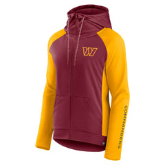 Washington Commanders Women's End Around Lightweight Raglan Full-Zip Hoodie Jacket - Burgundy/Gold Hoodies