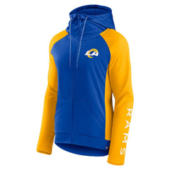 Los Angeles Rams Women's End Around Lightweight Raglan Full-Zip Hoodie Jacket - Royal/Gold Hoodies