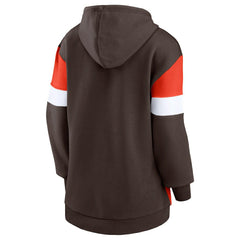 Cleveland Browns Women's Lock It Down Pullover Hoodie - Brown/Orange Hoodies