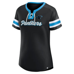 Carolina Panthers Women's Original State Lace-Up T-Shirt - Black T-shirts