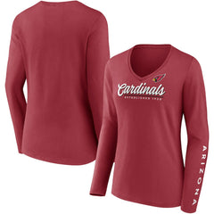 Arizona Cardinals Women's Drive Forward V-Neck Long Sleeve T-Shirt - Cardinal T-shirts