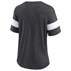 New Orleans Saints Women's Distressed Team Tri-Blend V-Neck T-Shirt - Heathered Charcoal/White T-shirts