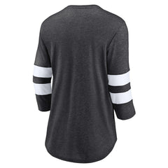 Las Vegas Raiders Women's Primary Logo 3/4 Sleeve Scoop Neck T-Shirt - Heathered Charcoal T-shirts