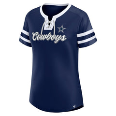 Dallas Cowboys Women's Original State Lace-Up T-Shirt - Navy T-shirts