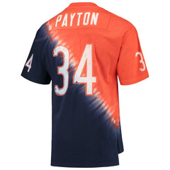 Walter Payton Chicago Bears Retired Player Name & Number Diagonal Tie-Dye V-Neck T-Shirt - Orange/Navy T-shirts