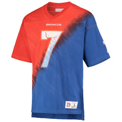 John Elway Denver Broncos Retired Player Name & Number Diagonal Tie-Dye V-Neck T-Shirt - Orange/Royal T-shirts