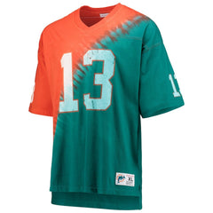 Dan Marino Miami Dolphins Retired Player Name & Number Diagonal Tie-Dye V-Neck T-Shirt - Orange/Aqua T-shirts