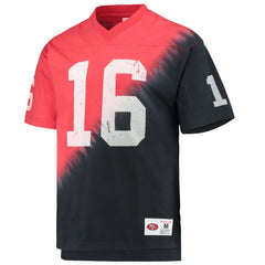 Joe Montana San Francisco 49ers Retired Player Name & Number Diagonal Tie-Dye V-Neck T-Shirt - Black/Red T-shirts