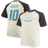 Justin Herbert Los Angeles Chargers Big & Tall Player Name & Number Raglan T-Shirt - Oatmeal T-shirts