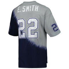 Emmitt Smith Dallas Cowboys Retired Player Name & Number Diagonal Tie-Dye V-Neck T-Shirt - Navy/Gray T-shirts