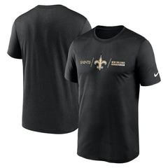 New Orleans Saints Horizontal Lockup Legend Performance T-Shirt - Black T-shirts