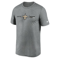 New Orleans Saints Horizontal Lockup Legend Performance T-Shirt - Heathered Charcoal T-shirts