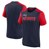 New England Patriots Color Block Team Name T-Shirt - Heathered Navy/Heathered Red T-shirts