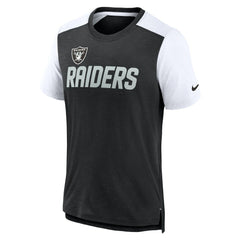 Las Vegas Raiders Color Block Team Name T-Shirt - Heathered Black/White T-shirts