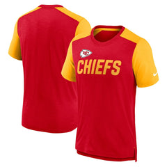 Kansas City Chiefs Color Block Team Name T-Shirt - Heathered Red/Heathered Gold T-shirts