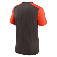 Cleveland Browns Color Block Team Name T-Shirt - Heathered Brown/Heathered Orange T-shirts