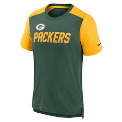 Green Bay Packers Color Block Team Name T-Shirt - Heathered Green/Heathered Gold T-shirts