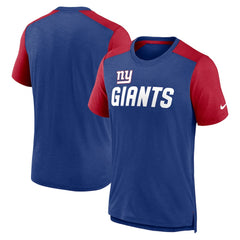 New York Giants Color Block Team Name T-Shirt - Heathered Royal/Heathered Red T-shirts