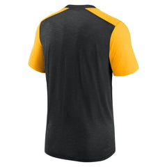 Pittsburgh Steelers Color Block Team Name T-Shirt - Heathered Black/Heathered Gold T-shirts