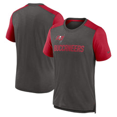 Tampa Bay Buccaneers Color Block Team Name T-Shirt - Heathered Pewter/Heathered Red T-shirts