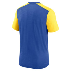 Los Angeles Rams Color Block Team Name T-Shirt - Heathered Royal/Heathered Gold T-shirts